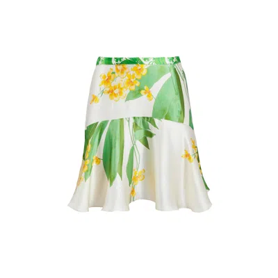 Secret Mission Women's Donna Green Tropical Skirt - Silk