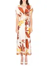Secret Mission Donna Silk Cutout Maxi Dress In Brown Tropical