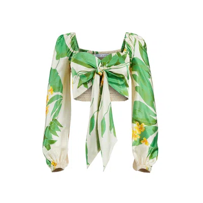 Secret Mission Women's Natalie Green Tropical Top - Silk