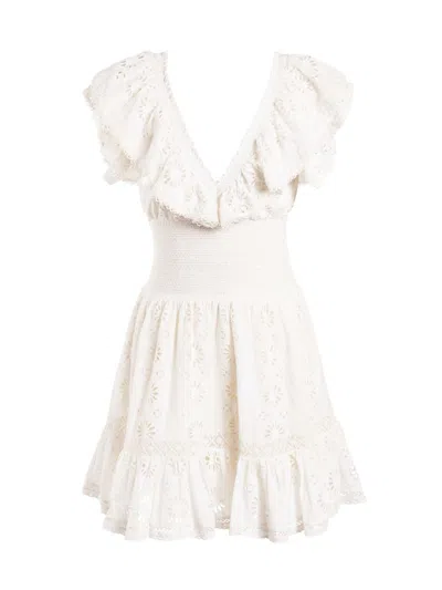 Secret Mission Women's Provence Tanya Broderie Anglaise Cotton Eyelet Minidress In Off White