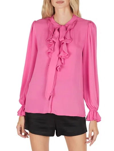 Secret Mission Women's Sara Ruffle Blouse In Fuchsia Pink