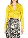 Secret Mission Sharon Silk Tie-waist Blouse In Yellow