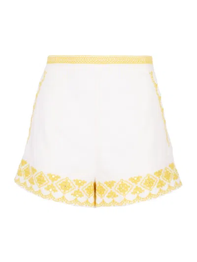 Secret Mission Women's St Lucia Gina Embroidered Cotton-blend Shorts In Creme