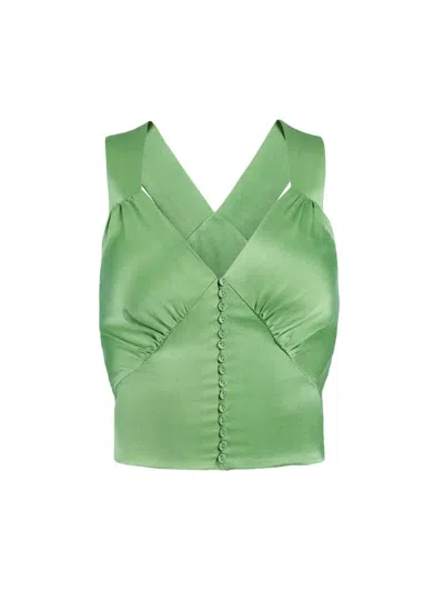 Secret Mission Stacey Silk Tank Top In Green