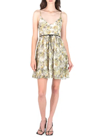 Secret Mission Benazir Dress- Recycled Poly Chiffon In Yellow Floral