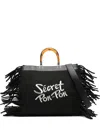 Secret Pon-pon Secret Pom Pom Fringe Bag In Black