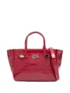 Secret Pon-pon Crocodile-embossed Shoulder Bag In Red