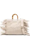 Secret Pon-pon Fringed Top-handles Shoulder Bag In White