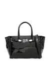 Secret Pon-pon Crocodile-effect Shoulder Bag In Black