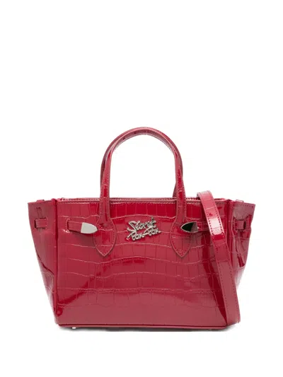 Secret Pon-pon Crocodile-embossed Shoulder Bag In Red