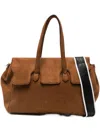 Secret Pon-pon Secret Pon Pon Crossbody Bag With Embossed Logo In Brown