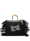 Secret Pon-pon Fringed Top-handles Shoulder Bag In Black