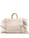 Secret Pon-pon Fringed Top-handles Shoulder Bag In Neutral