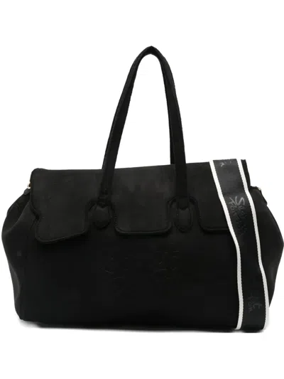 Secret Pon-pon Logo-embossed Shoulder Bag In Black