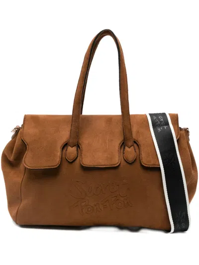 Secret Pon-pon Logo-embossed Shoulder Bag In Brown