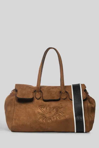 Secret Pon-pon Secret Pon Pon Monica Tote Large Tote In Brown