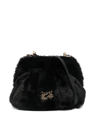 Secret Pon-pon Shoulder Bag With Applied Logo In Red