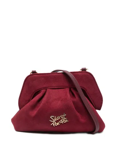 Secret Pon-pon Shoulder Bag With Applied Logo In Red