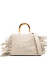 Secret Pon-pon Fringed Top-handles Shoulder Bag In Neutral