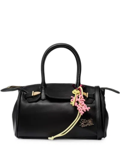 Secret Pon-pon Alexandra Logo-plaque Shoulder Bag In Black