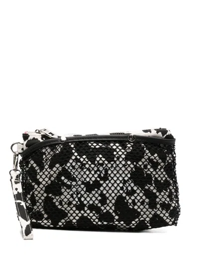 Secret Pon-pon City Clutch With Cow Print In Black