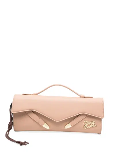 Secret Pon-pon Pon Pon Clutch Bag In Burgundy