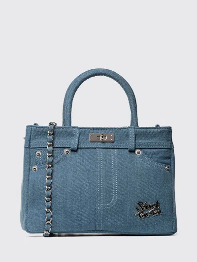 Secret Pon-pon Shoulder Bag Woman Color Denim In Pattern