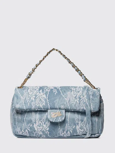 Secret Pon-pon Shoulder Bag Woman Color Gnawed Blue In Yellow