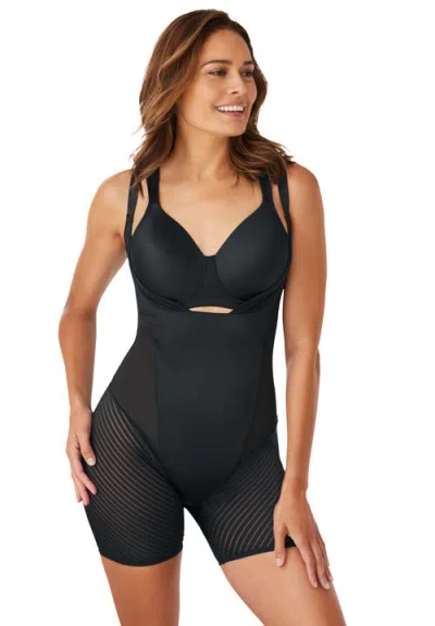 Secret Solutions Shadow Stripe Shaper Wear-your-own-bra Body Shaper In Black