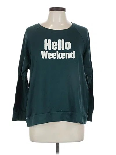 Pre-owned Secret Treasures Long Sleeve Top Teal Crew Neck Tops In Blue