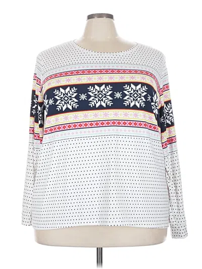 Pre-owned Secret Treasures Long Sleeve Top White Boatneck Tops