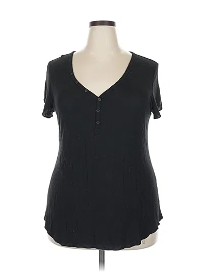 Pre-owned Secret Treasures Short Sleeve Henley Shirt In Black
