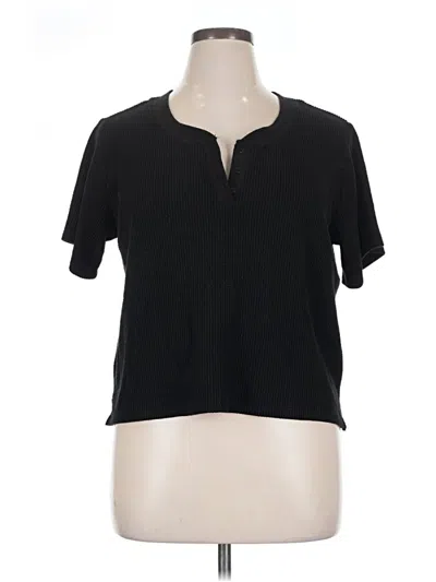 Pre-owned Secret Treasures Short Sleeve Henley Shirt In Black