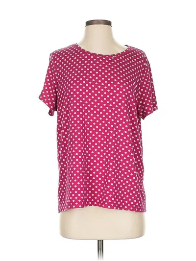 Pre-owned Secret Treasures Short Sleeve Top Pink Polka Dots Pattern Square Neckline Tops