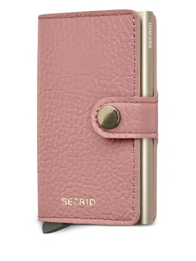 Secrid Leather Button Cardholder In Pink