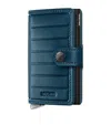 Secrid Leather Embossed Lines Miniwallet In Blue