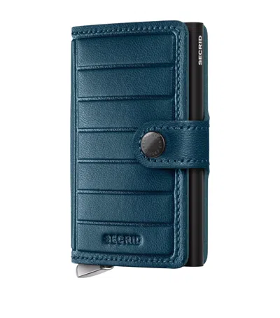 Secrid Leather Embossed Lines Miniwallet In Blue