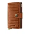Secrid Leather Embossed Lines Miniwallet In Brown