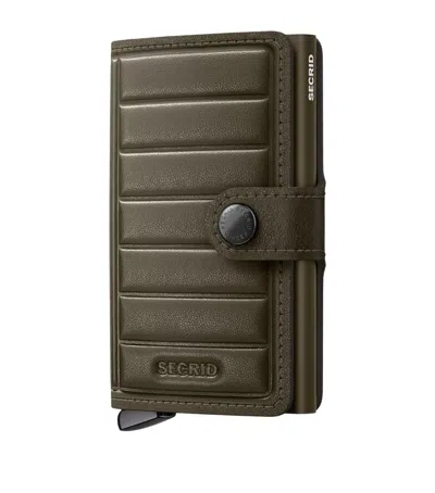 Secrid Leather Embossed Lines Miniwallet In Green