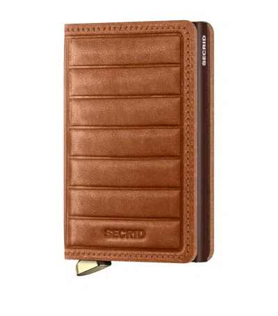 Secrid Leather Embossed Lines Slimwallet In Brown