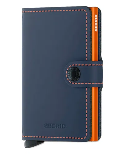Secrid Leather Orange-detail Cardholder In Blue