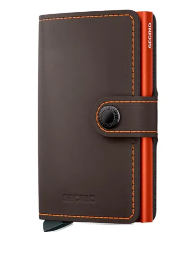 Secrid Leather Orange-stitched Cardholder In Brown