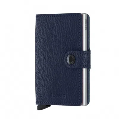 Secrid Men's Compact Mini Wallet In Vegetable Tanned Navy/silver In Multi