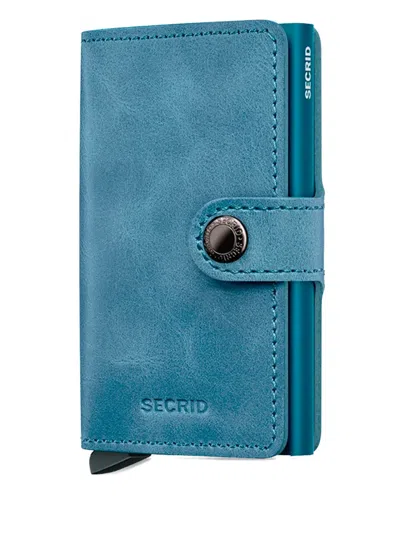 Secrid Press-button Leather Miniwallet In Blue