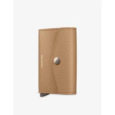 Secrid Womens Cappuccino Envelope Pebble Leather Wallet In Brown