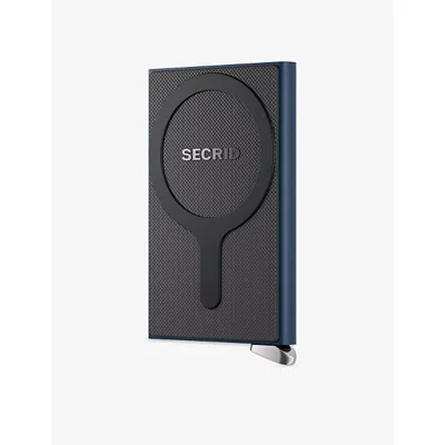 Secrid Womens Navy Cardprotector+ Fluted For Magsafe Aluminium Wallet In Blue