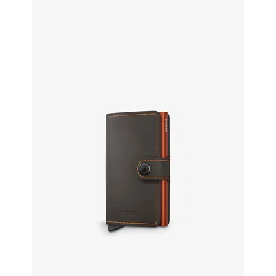 Secrid Womens  Matte Brand-debossed Leather Wallet In Truffle&orange