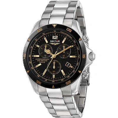 Pre-owned Sector Mens Wristwatch  650 R3273631001 Chrono Stainless Steel Black Sub 200mt