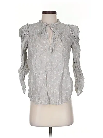Pre-owned Secular 3/4 Sleeve Blouse In Gray