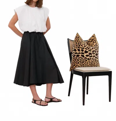 Secular Angie Cotton Poplin Skirt In Black In Animal Print